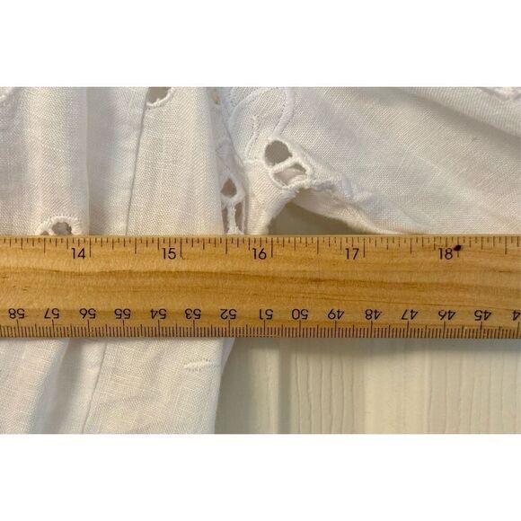 Rebecca Taylor Terri Dress Embroidered White Linen Midi Dress with Tie Back 4 - Picture 12 of 12